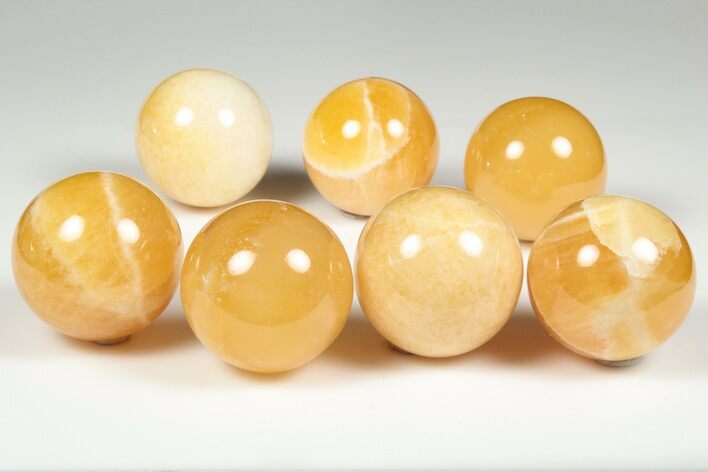 1.6" Polished, Orange Calcite Spheres - Photo 1